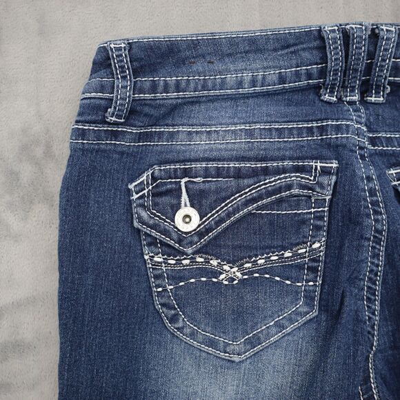 Myth of Jade Pants Womens 6 Blue Denim Flat Front Bootcut Pockets Jeans - Picture 16 of 16